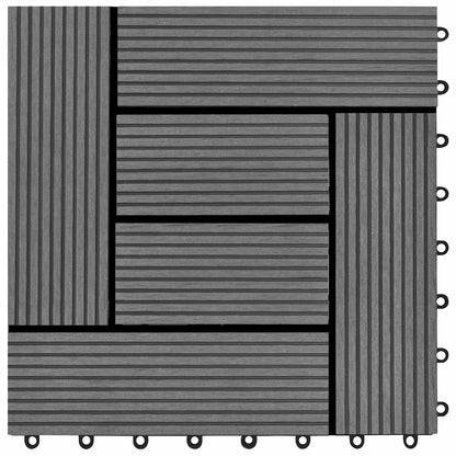 Piastrella per Decking 11 pcs Grigio 30 x 30 cm WPC | homemem39