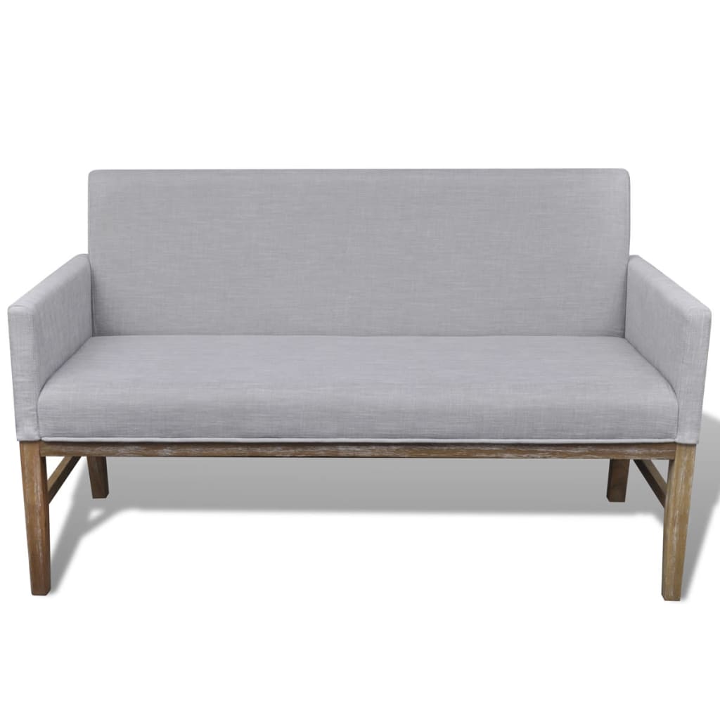 Panca con Cuscino Imbottito Tessuto Legno Hevea Grigio Chiaro | homemem39