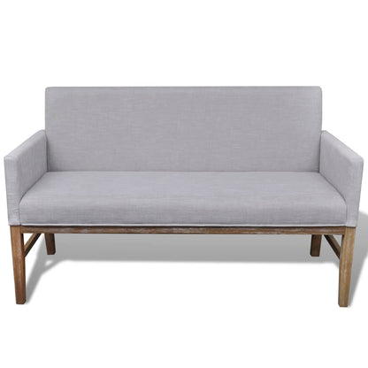 Panca con Cuscino Imbottito Tessuto Legno Hevea Grigio Chiaro | homemem39