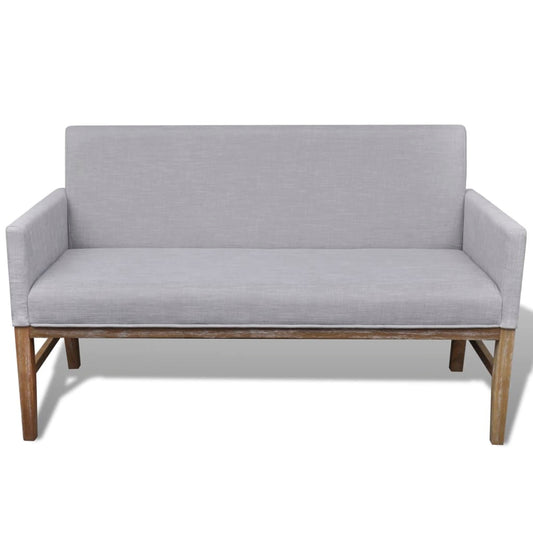 Panca con Cuscino Imbottito Tessuto Legno Hevea Grigio Chiaro | homemem39
