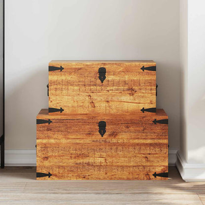 Casse di Stoccaggio 2 pz in Legno Ruvido di Mango - homemem39