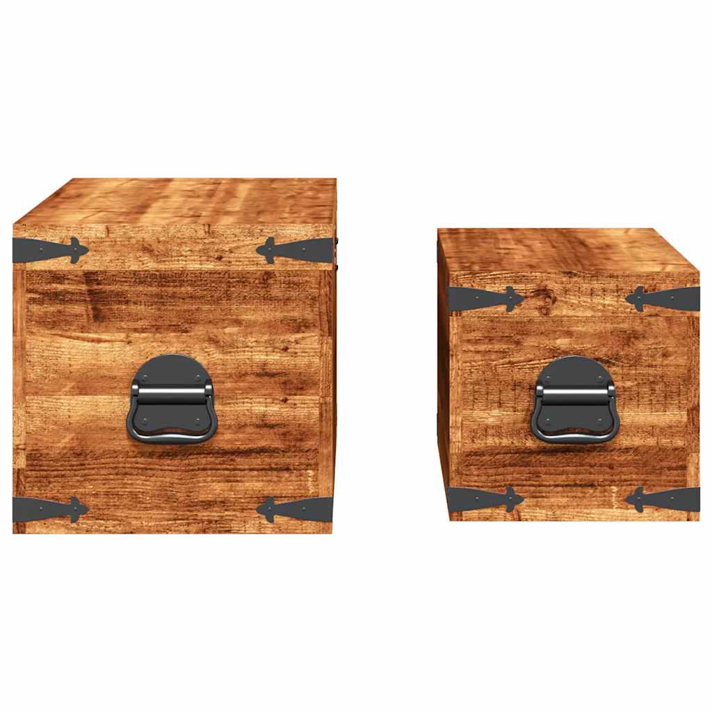 Casse di Stoccaggio 2 pz in Legno Ruvido di Mango - homemem39