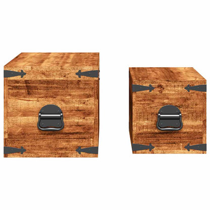 Casse di Stoccaggio 2 pz in Legno Ruvido di Mango - homemem39