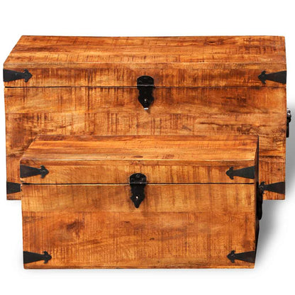 Casse di Stoccaggio 2 pz in Legno Ruvido di Mango - homemem39