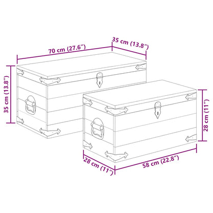 Casse di Stoccaggio 2 pz in Legno Ruvido di Mango - homemem39