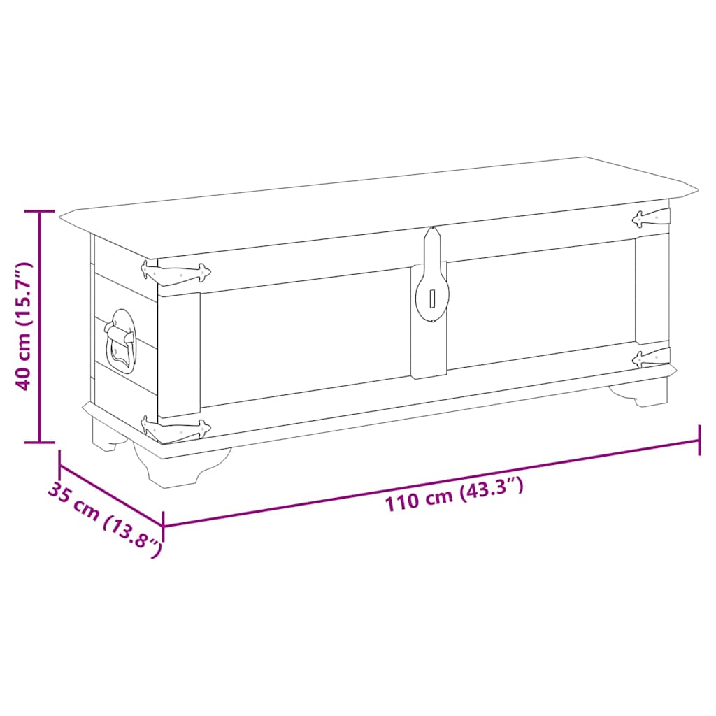 Cassapanca di Stoccaggio in Legno Ruvido di Mango
