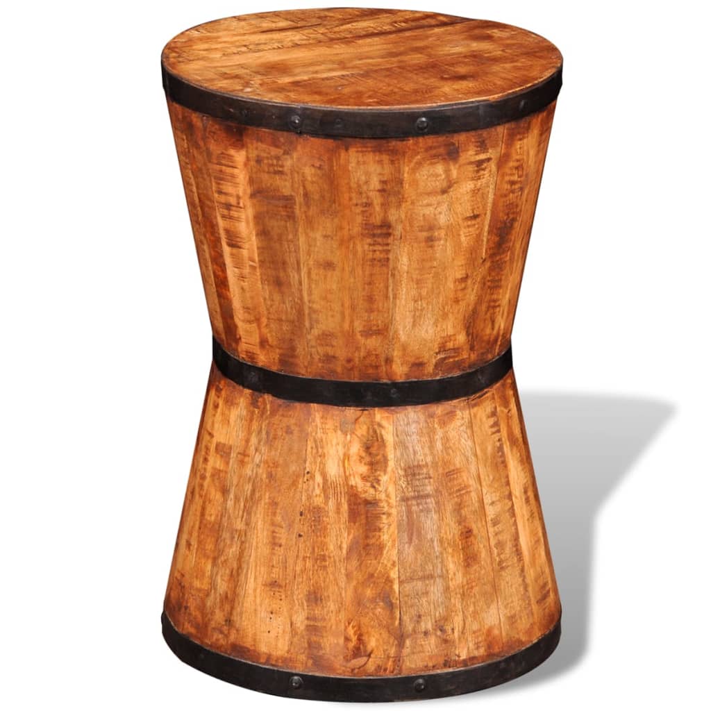 Sgabello a Forma di Clessidra in Massello Ruvido di Mango - homemem39