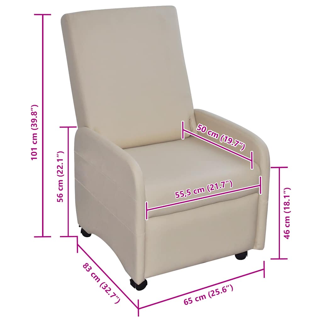 Poltrona Reclinabile Crema in Similpelle | homemem39