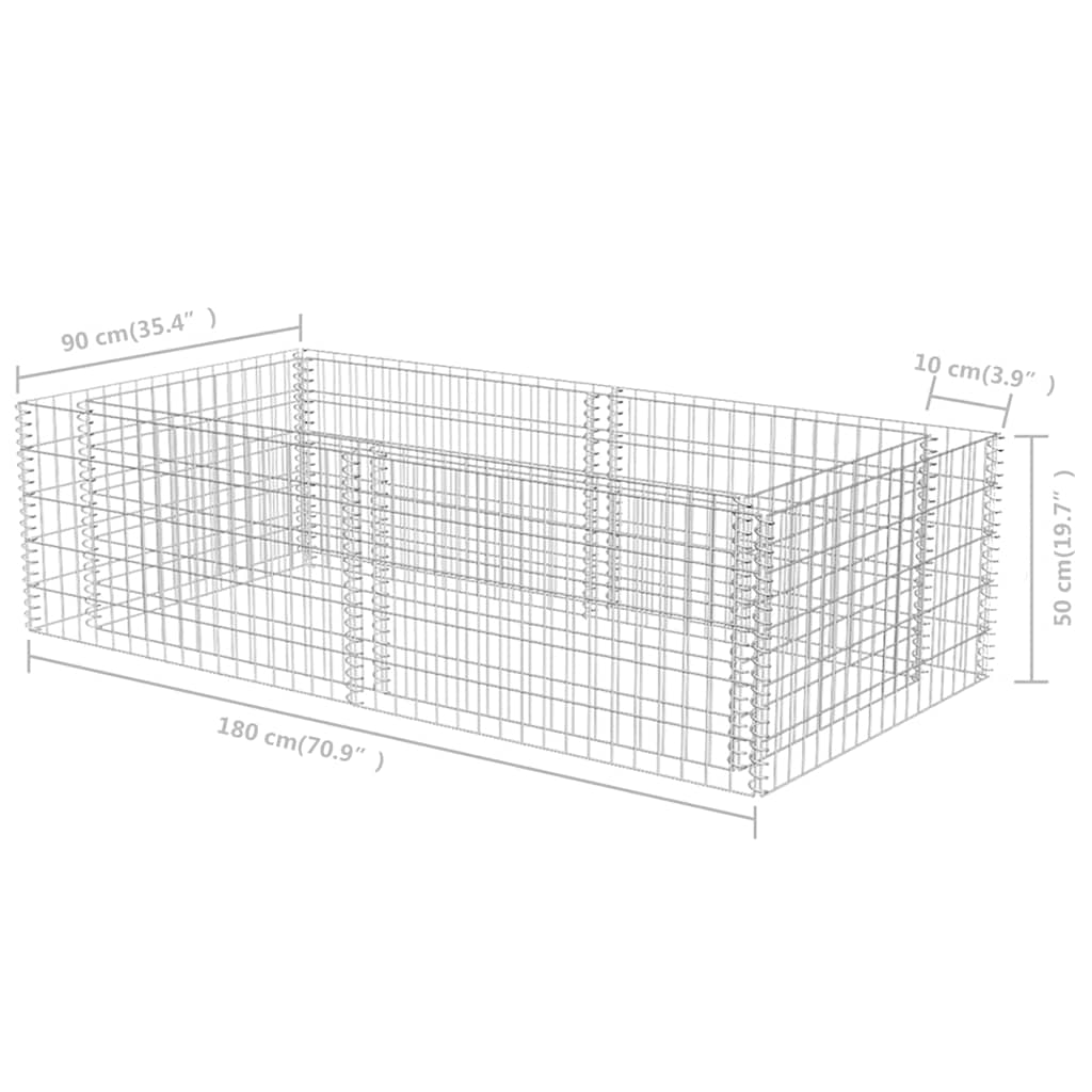 Gabbione Fioriera in Acciaio Zincato 180x90x50 cm - homemem39