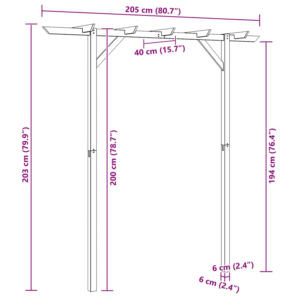 Pergolato da Giardino 205x40x203 cm in Legno | homemem39