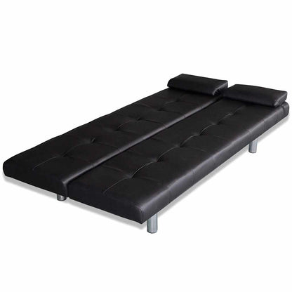 Divano Letto con 2 Cuscini in Similpelle Regolabile Nero | homemem39