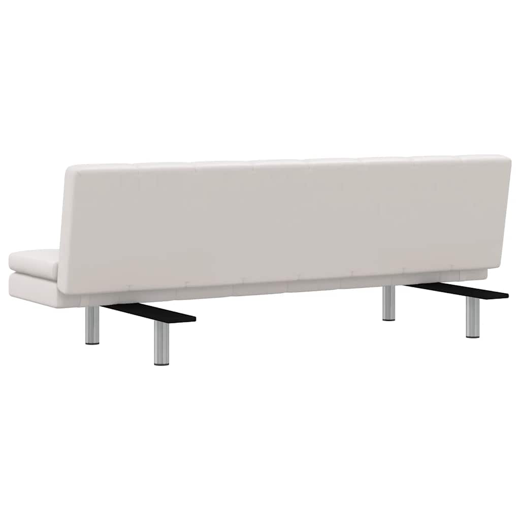 Divano Letto con 2 Cuscini Similpelle Regolabile Bianco Crema - homemem39
