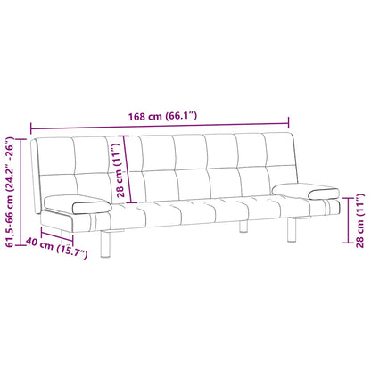 Divano Letto con 2 Cuscini Similpelle Regolabile Bianco Crema - homemem39