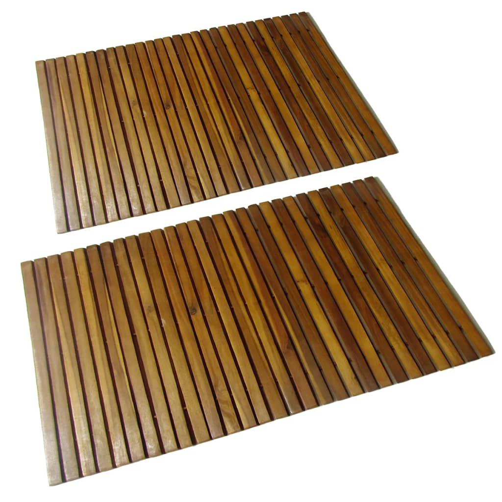 Set 2 pz Stuoia per bagno in acacia 80 x 50 cm - homemem39