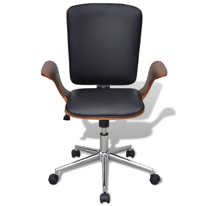 Sedia da Ufficio Girevole in Legno Curvato e Similpelle - homemem39