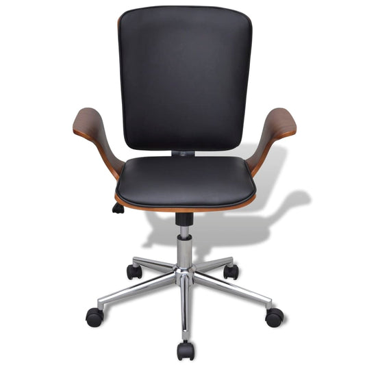 Sedia da Ufficio Girevole in Legno Curvato e Similpelle - homemem39