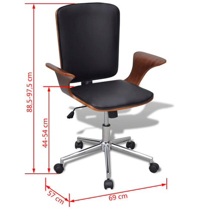 Sedia da Ufficio Girevole in Legno Curvato e Similpelle - homemem39