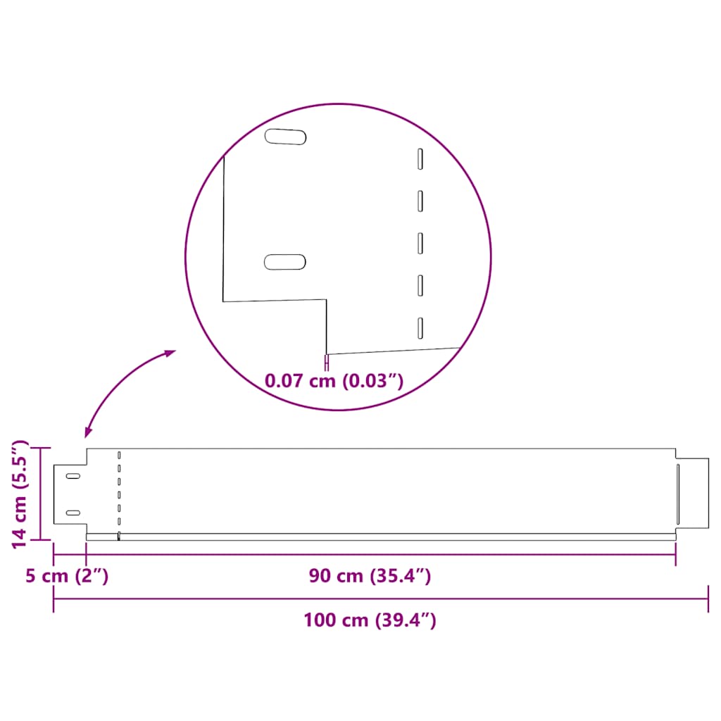 Set 15 pz Bordo prato flessibile in acciaio galvanizzato 100 x 14 cm | homemem39