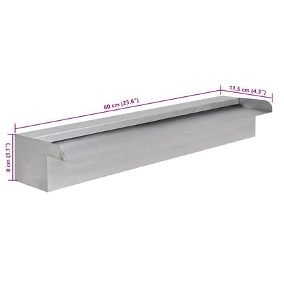 Fontana a Cascata per Giardino Rettangolare Acciaio Inox 60 cm | homemem39
