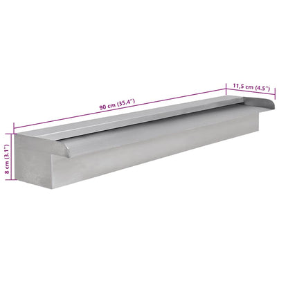 Fontana a Cascata per Giardino Rettangolare Acciaio Inox 90 cm | homemem39