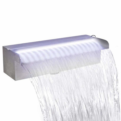 Cascata per Laghetto Rettangolare con LED in Acciaio Inox 30 cm - homemem39