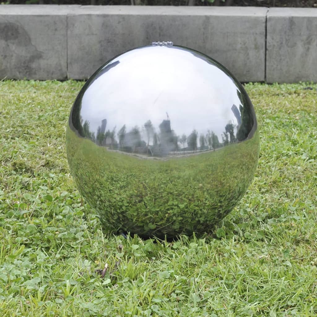 Fontana da Giardino a Sfera con LED in Acciaio Inox 40 cm | homemem39
