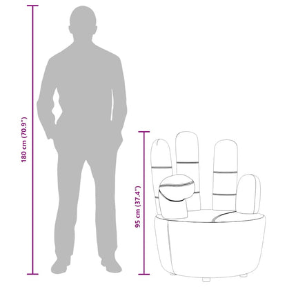 Poltrona a Forma di Mano Grigia in Velluto