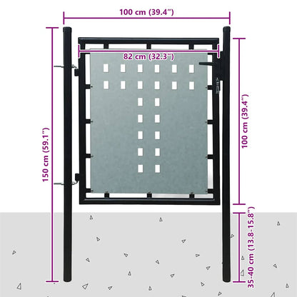 Cancello per Recinzione a una Porta Nero 100x100 cm | homemem39