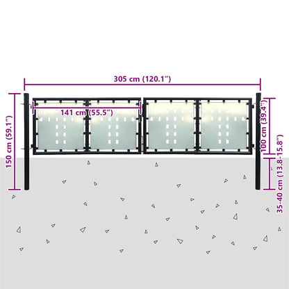 Cancello per Recinzione a una Porta Nero 300x100 cm | homemem39