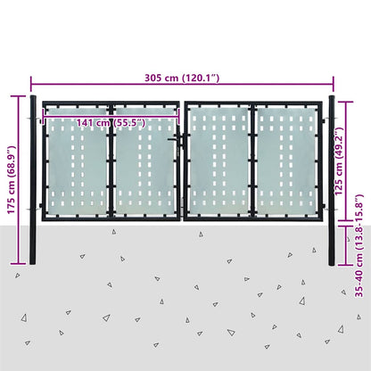 Cancello per Recinzione a una Porta Nero 300x150 cm | homemem39