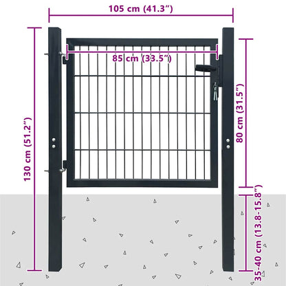 Cancello per Recinzione 2D (Singolo) Grigio Antracite 100x80 cm | homemem39