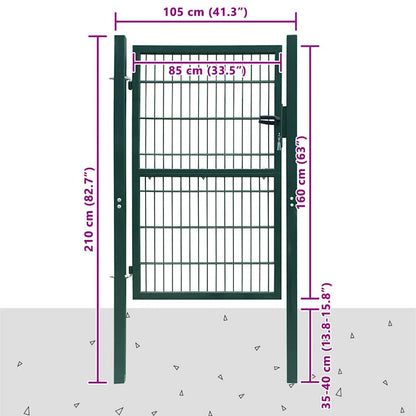 Cancello per Recinzione 2D (Singolo) Verde 100x160 cm | homemem39