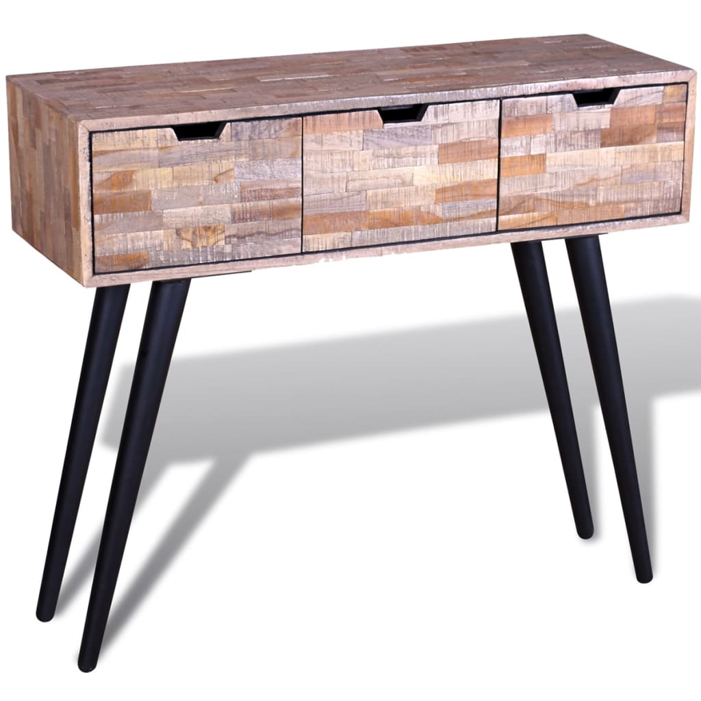 Tavolo Consolle con 3 Cassetti in Legno di Recupero di Teak | homemem39