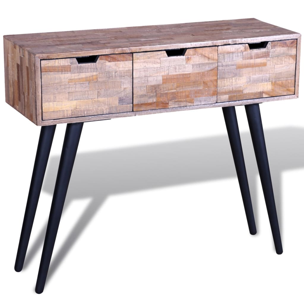 Tavolo Consolle con 3 Cassetti in Legno di Recupero di Teak | homemem39