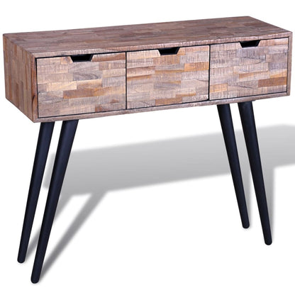 Tavolo Consolle con 3 Cassetti in Legno di Recupero di Teak | homemem39