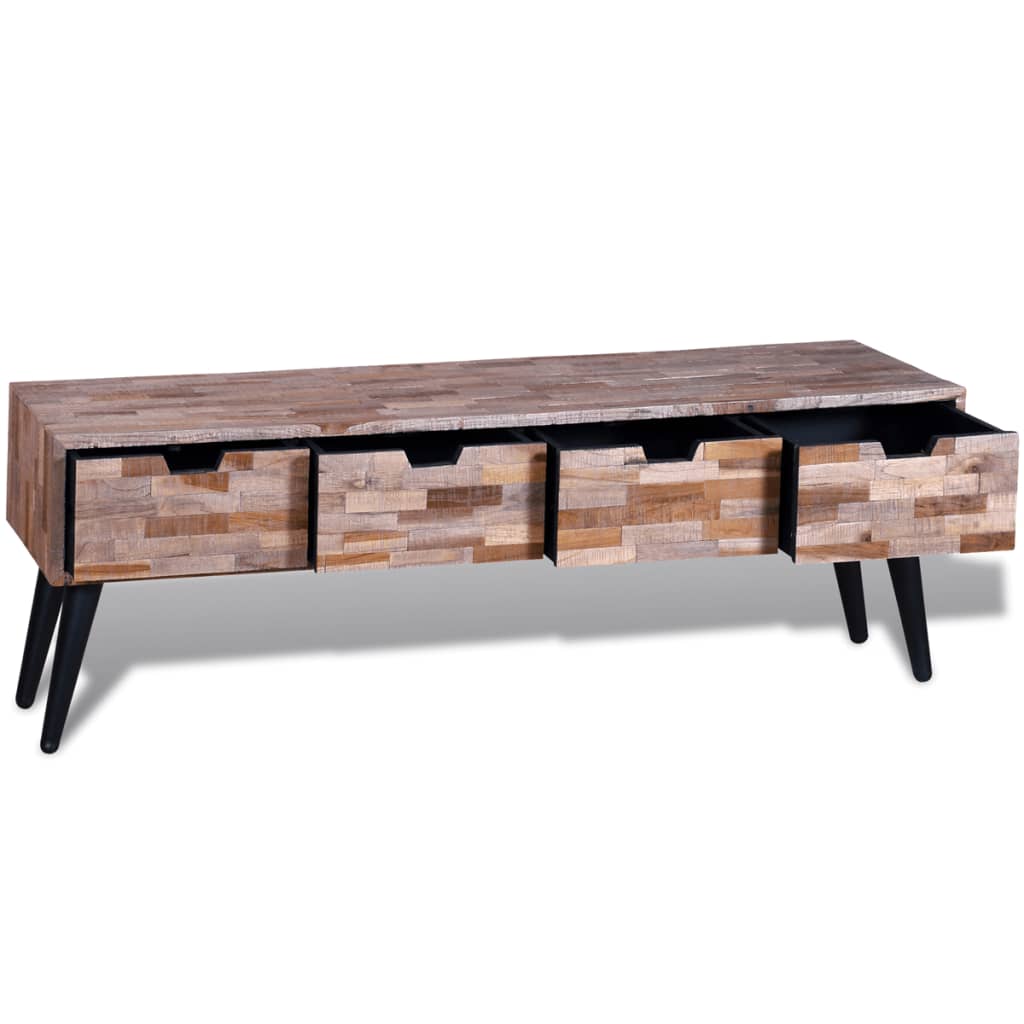 Consolle TV con 4 Cassetti in Legno di Recupero di Teak - homemem39