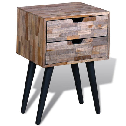 Comodino con 2 Cassetti in Legno di Recupero di Teak | homemem39