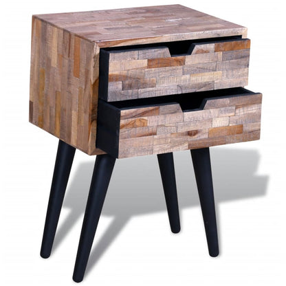 Comodino con 2 Cassetti in Legno di Recupero di Teak | homemem39