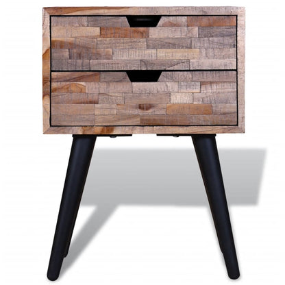 Comodino con 2 Cassetti in Legno di Recupero di Teak | homemem39