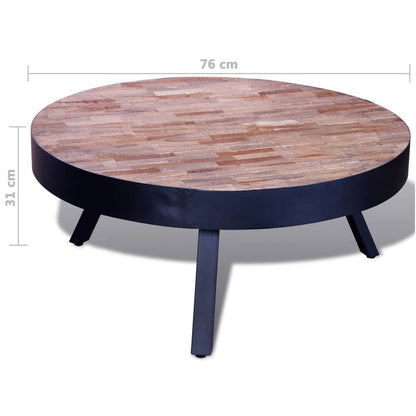 Tavolino da Salotto Rotondo in Legno di Recupero di Teak