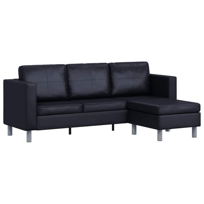 Divano Componibile a 3 Posti in Pelle Artificiale Nero - homemem39