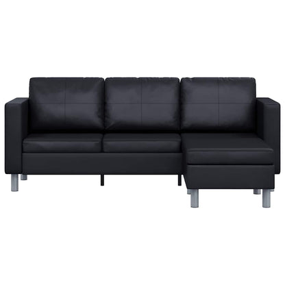Divano Componibile a 3 Posti in Pelle Artificiale Nero - homemem39