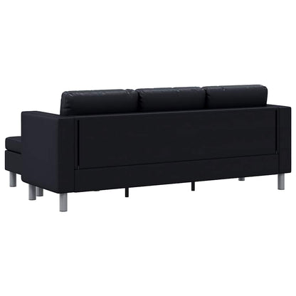 Divano Componibile a 3 Posti in Pelle Artificiale Nero - homemem39