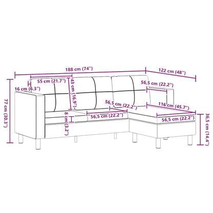 Divano Modulare 3 Posti in Pelle Artificiale Bianco - homemem39