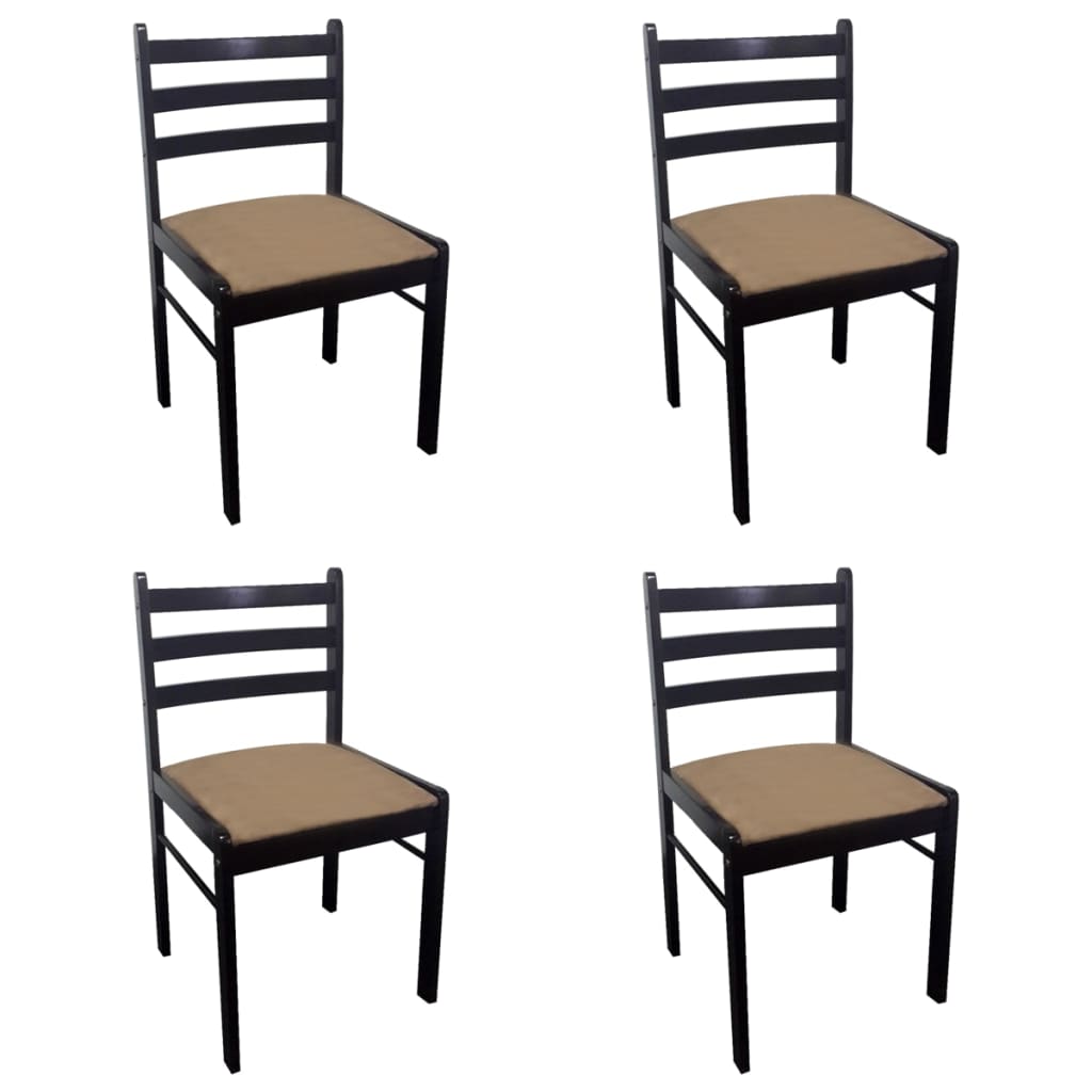 Sedie da Pranzo 4 pz Marroni Legno Massello di Hevea e Velluto | homemem39