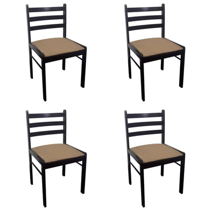 Sedie da Pranzo 4 pz Marroni Legno Massello di Hevea e Velluto | homemem39