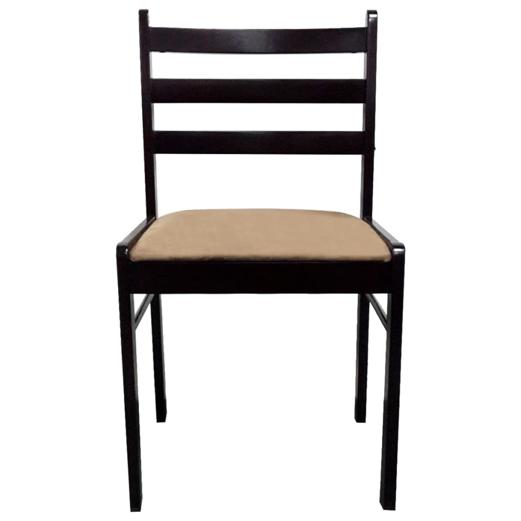 Sedie da Pranzo 4 pz Marroni Legno Massello di Hevea e Velluto | homemem39