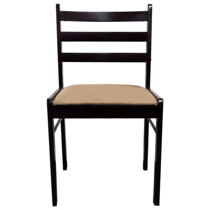 Sedie da Pranzo 4 pz Marroni Legno Massello di Hevea e Velluto | homemem39