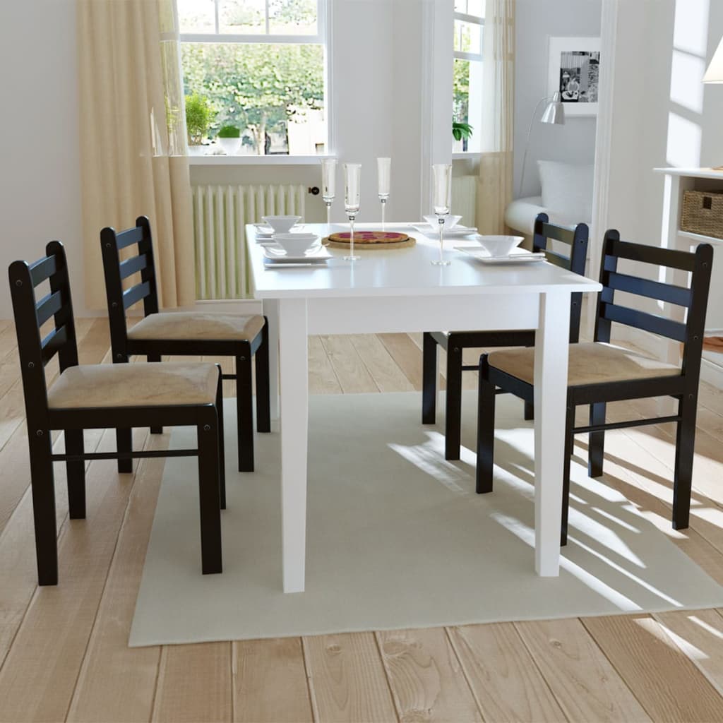 Sedie da Pranzo 4 pz Marroni Legno Massello di Hevea e Velluto | homemem39
