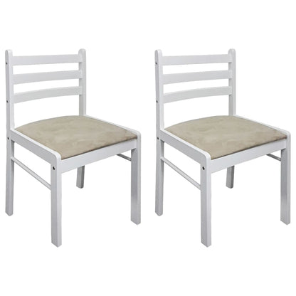 Sedie da Pranzo 2 pz Bianche Legno Massello di Hevea e Velluto - homemem39